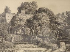 Stanley Roy Badmin (1906-1989), etching, Figure at work in a vegetable garden, inscribed in pencil,