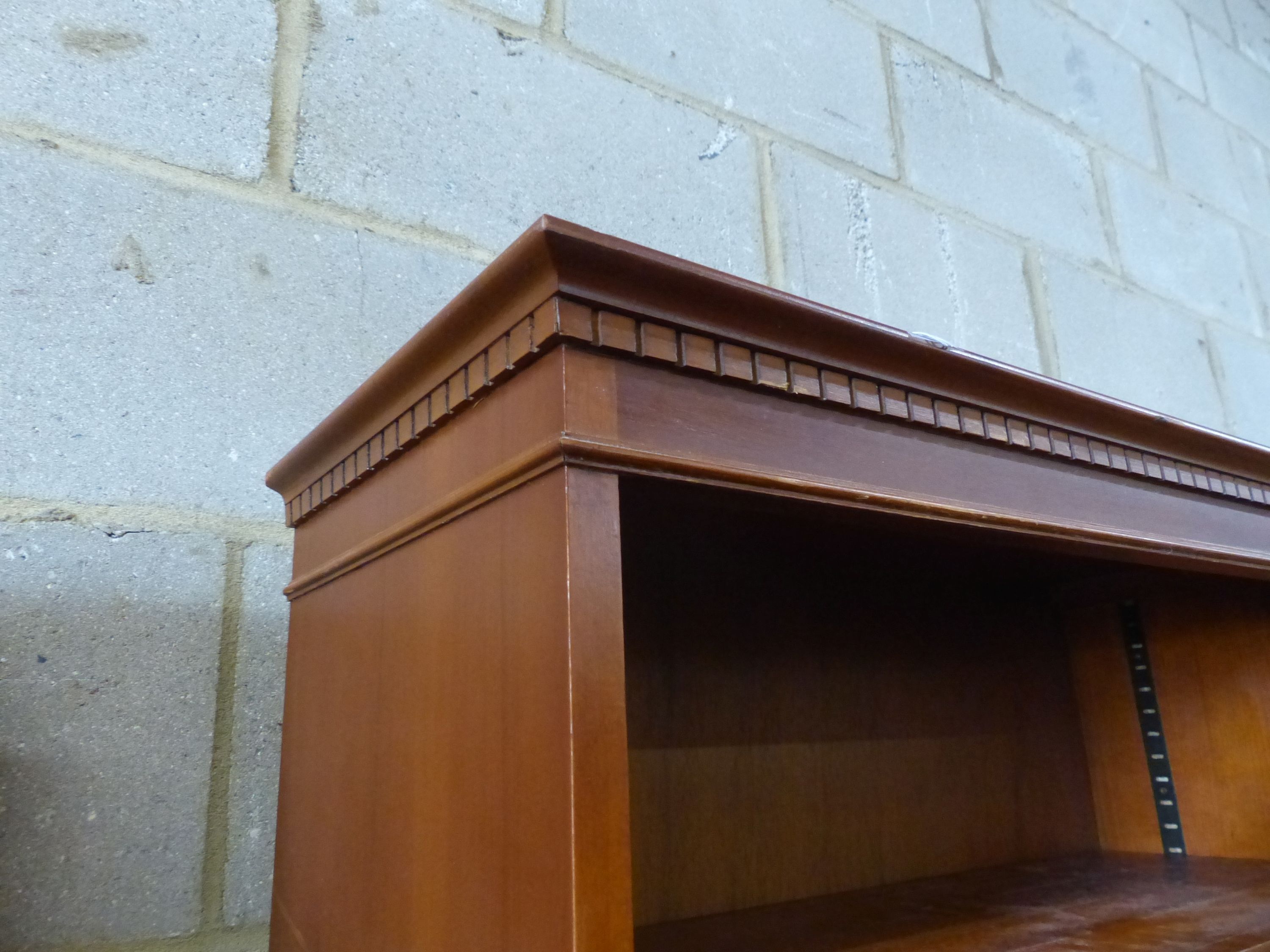 A reproduction mahogany open bookcase, width 152cm depth 30cm height 184cm - Image 3 of 4