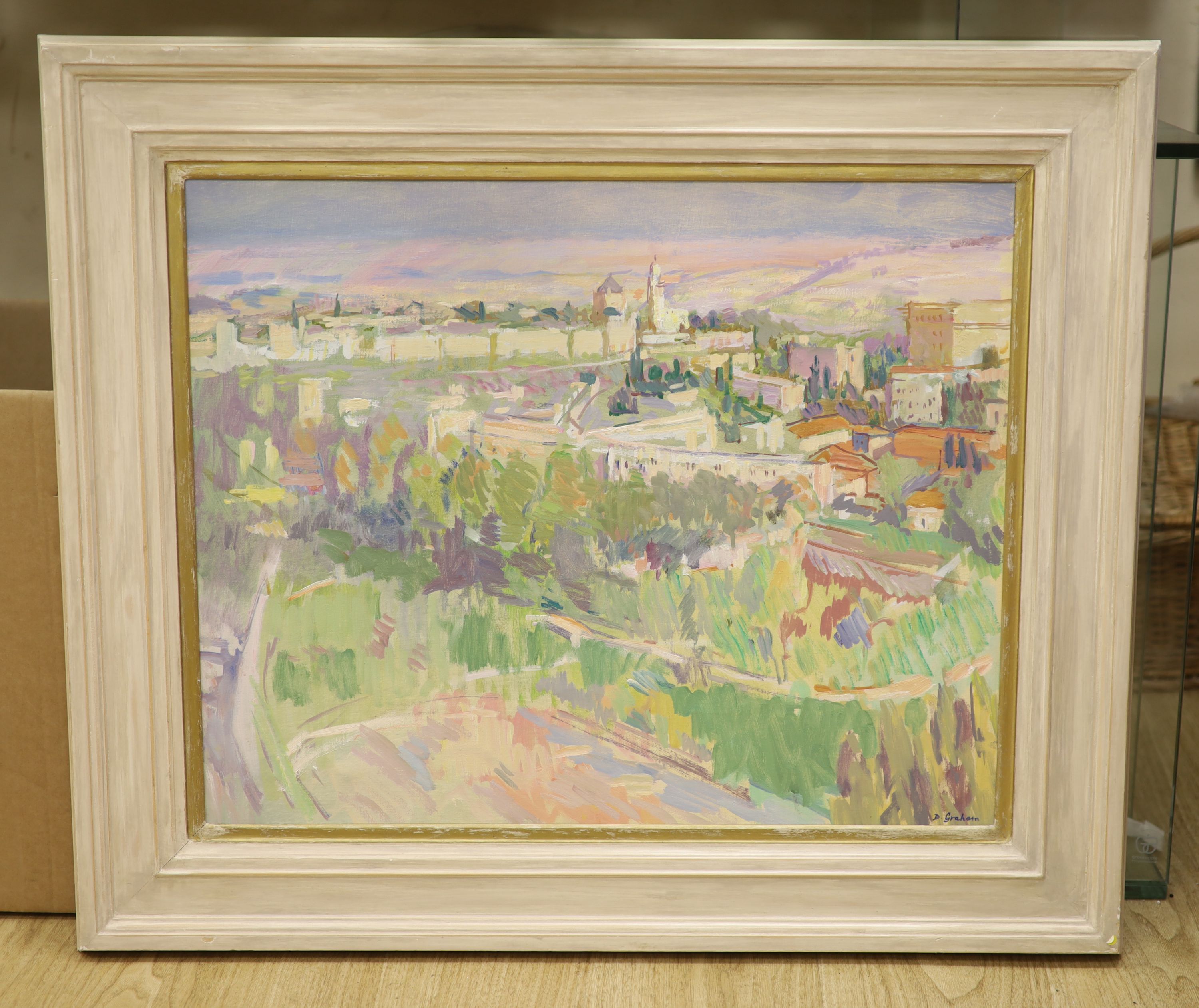 David Graham (1926-), oil on canvas, The Old City, Jerusalem, signed and dated 1982 verso, 51 x - Image 2 of 6