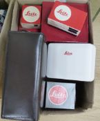 A collection of vacant 20th century camera and photography accessories boxes to include Leitz,