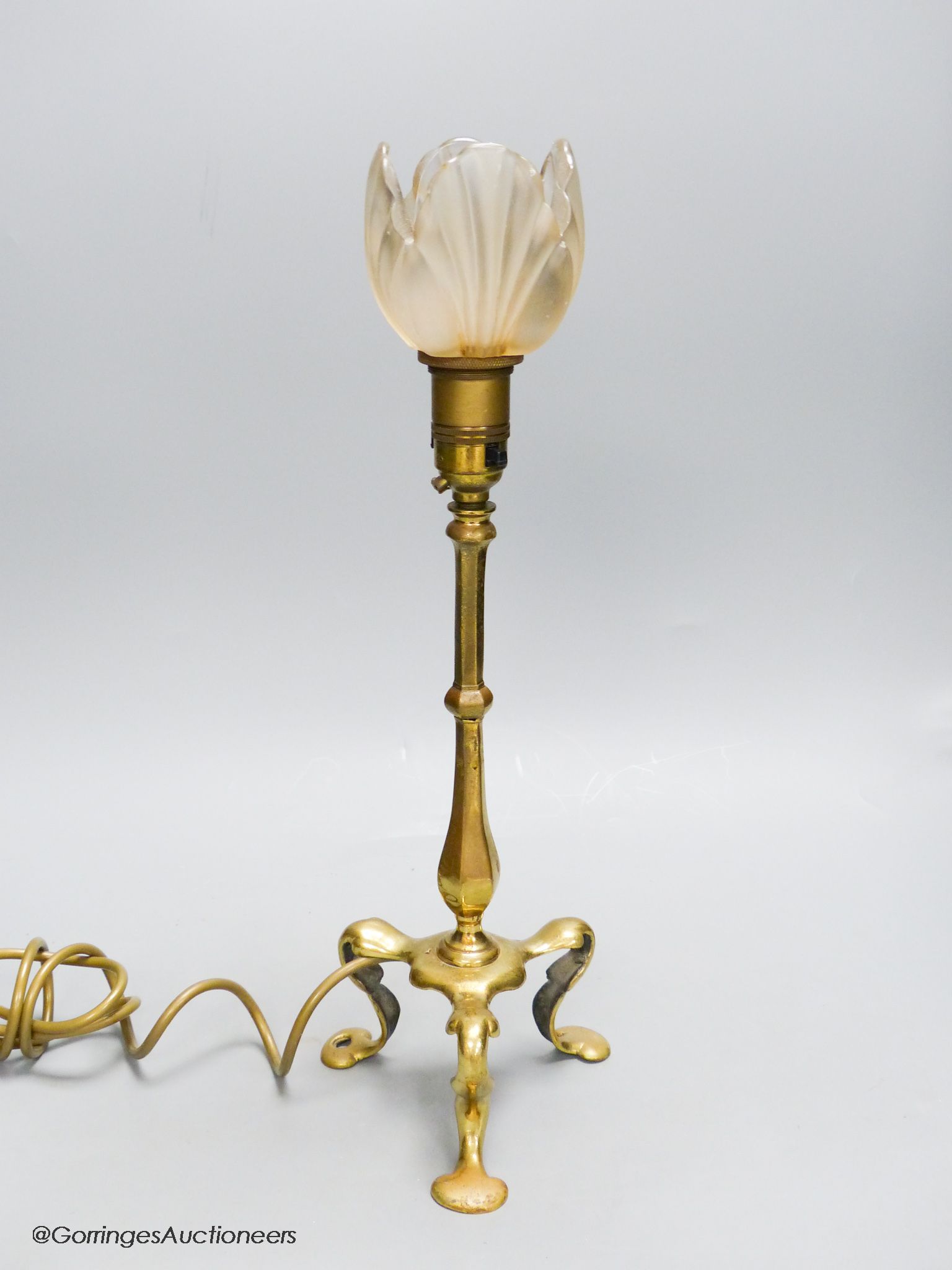 A Benson style brass lamp, height 43cm - Image 2 of 2