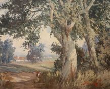 Blenner Lorrell, oil on board, South African farm scene, signed and dated 1952, 50 x 60cm