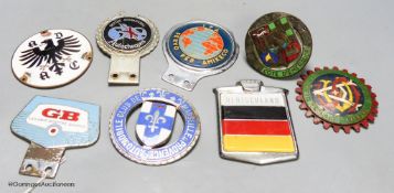 Eight enamelled car badges