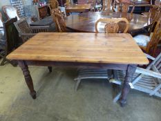 A Victorian rectangular pine kitchen table, width 156cm, depth 93cm, height 78cm