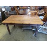 A Victorian rectangular pine kitchen table, width 156cm, depth 93cm, height 78cm