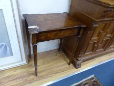 An 18th century style rectangular walnut hinge top enclosed dressing table, width 66cm, depth 46cm,