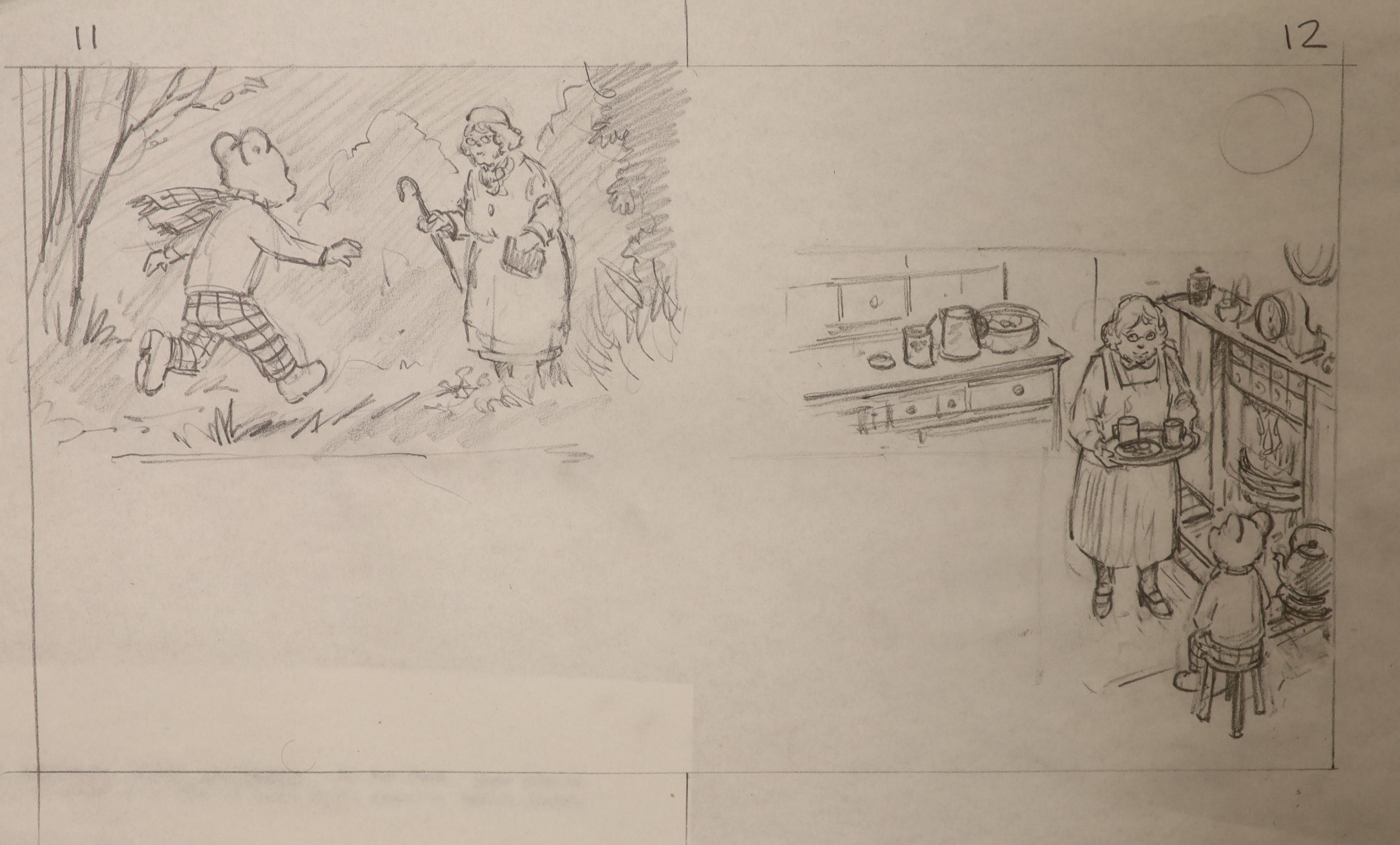 Jon Davies, three original pencil sketches for Rupert The Bear books, printed in 1986, overall 29 x - Image 2 of 4
