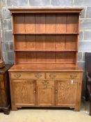 A Victorian style pitch pine dresser, length 139cm, depth 51cm, height 198cm