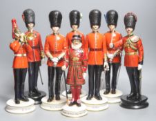 Eight limited edition ceramic figures by Michael Sutty, comprising 'Grenadier Guards 1980's', no.