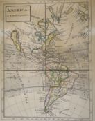 Herman Moll, coloured engraving, Map of America, 28 x 22cm