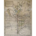 Herman Moll, coloured engraving, Map of America, 28 x 22cm