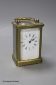 A French gilt brass carriage timepiece, height excluding handle 11cm