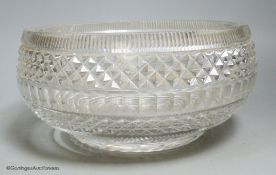 A late 19th century Irish cut glass bowl, possibly Waterford, diameter 27cmProvenance: Maureen