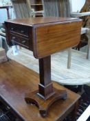 A Victorian drop flap work table, width 34cm, depth 44cm, height 72cm