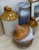 A quantity of Stoneware flagons etc