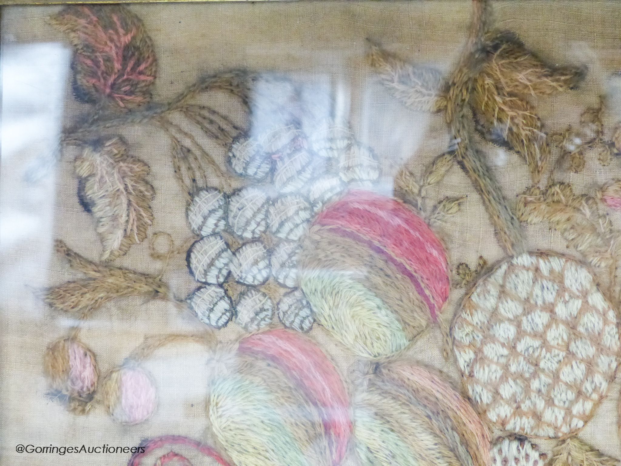 A George IV woolwork embroidered panel, by Ann Griffiths, dated 1818 and a George III needlework - Image 3 of 6
