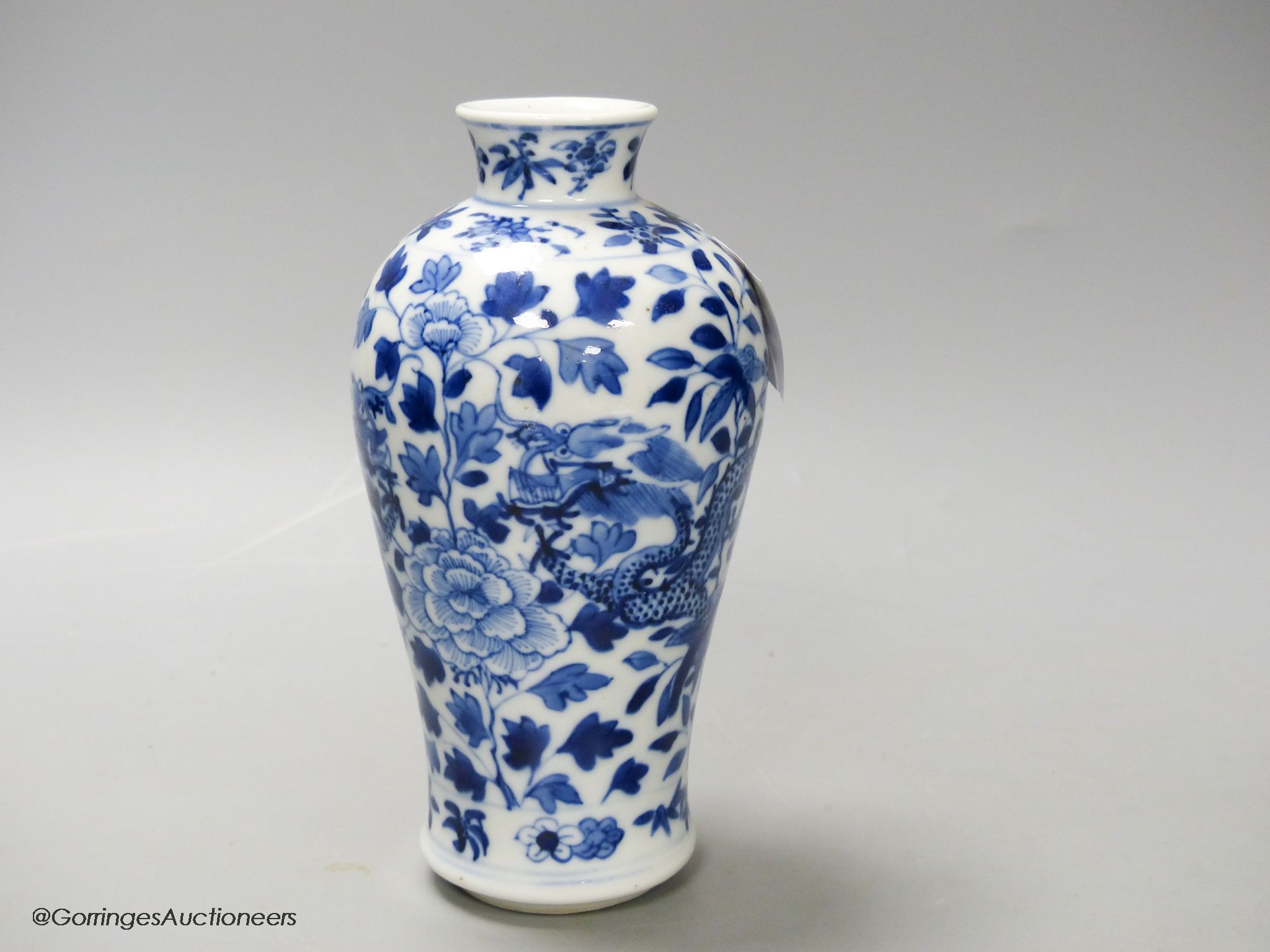 A late 19th century Chinese blue and white dragon vase, height 18cm - Image 2 of 4