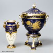 A Heutschenreuther porcelain vase and cover and a small Coalport vase (cracked), tallest 23cm