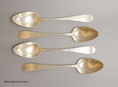 A set of four early 19th century Irish provincial engraved silver tablespoons, Terry & Williams,