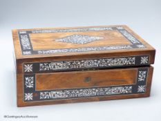 A 19th century mother-of-pearl inlaid rosewood writing box