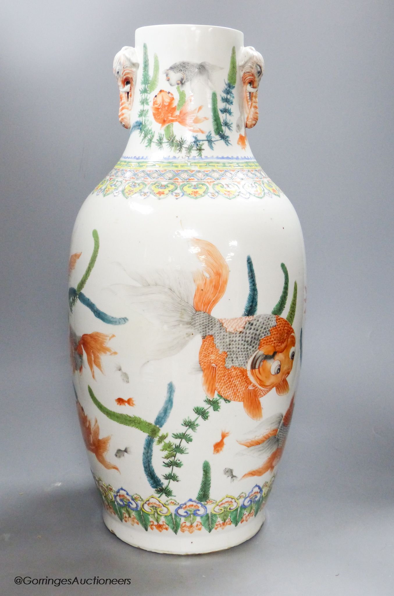 An early 20th century Chinese 'goldfish' vase, height 53cm