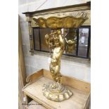 A gilt composition cherub and shell table, height 98cm