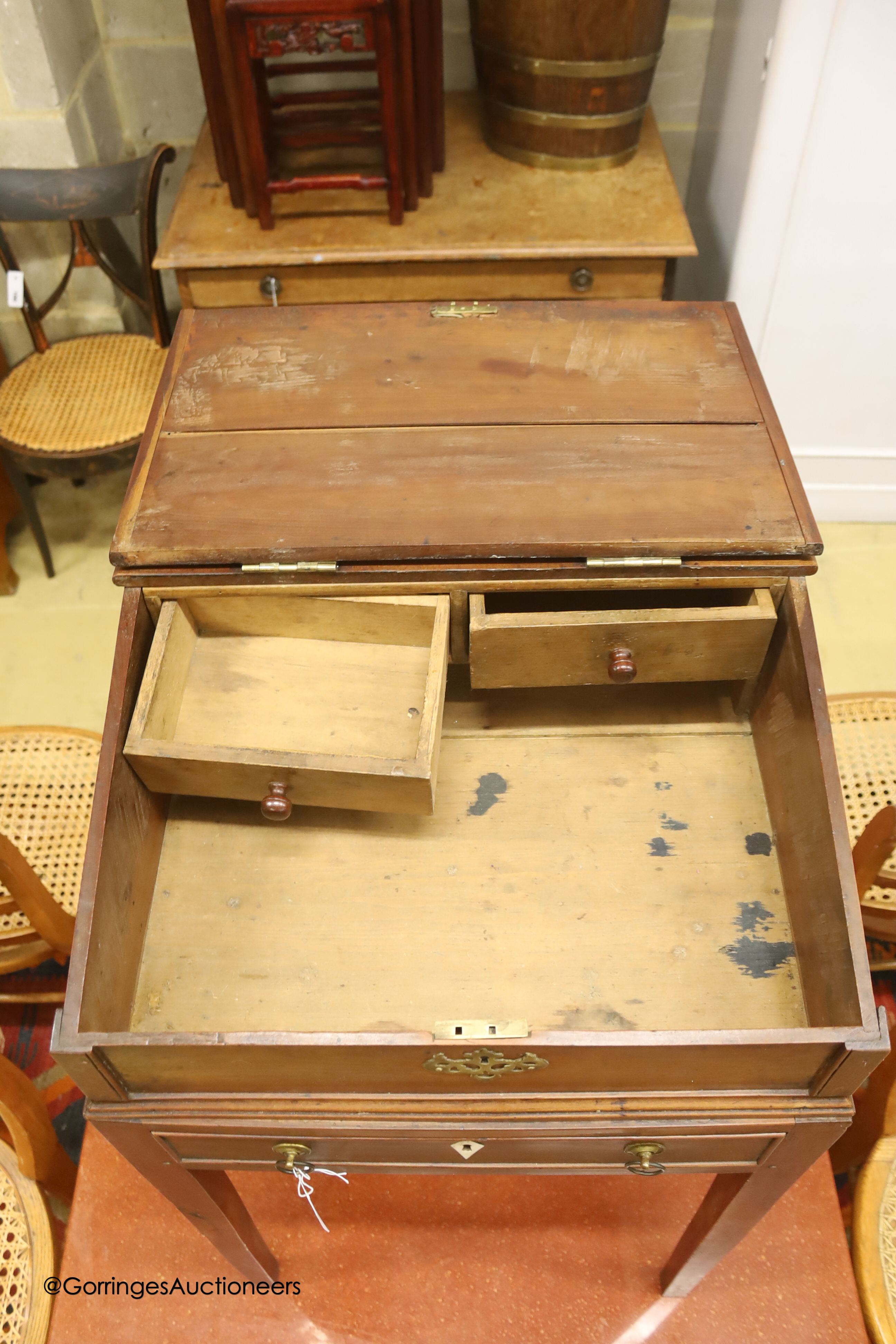 A George III mahogany clerk's desk, length 48cm, depth 47cm, height 83cm - Image 2 of 3