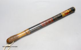 A 19th century painted constabulary truncheon, 50cm