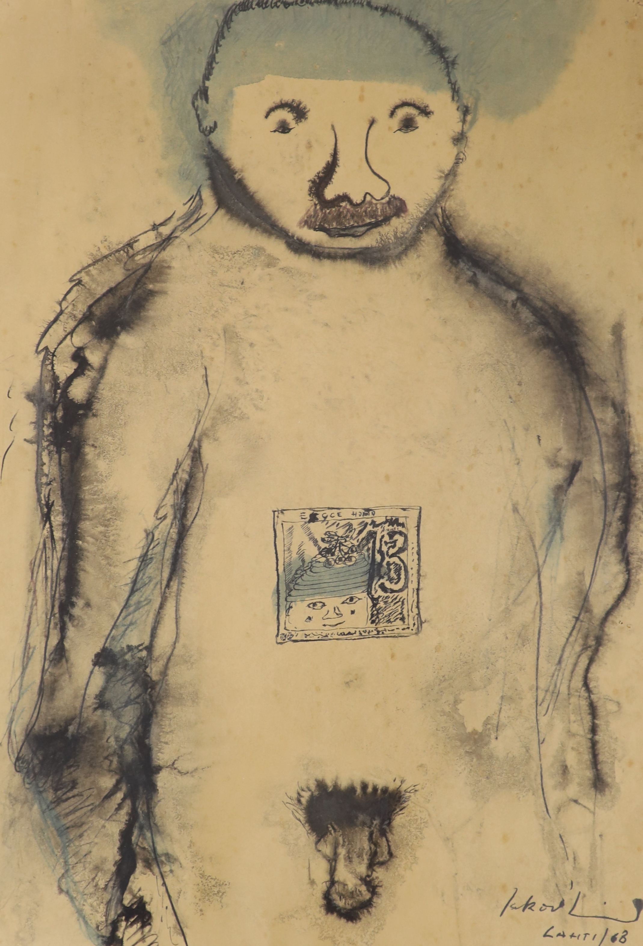 Jakov Lind (1927-2007), ink and watercolour, 'Ecce Homo', signed and dated '68, 41 x 29cm