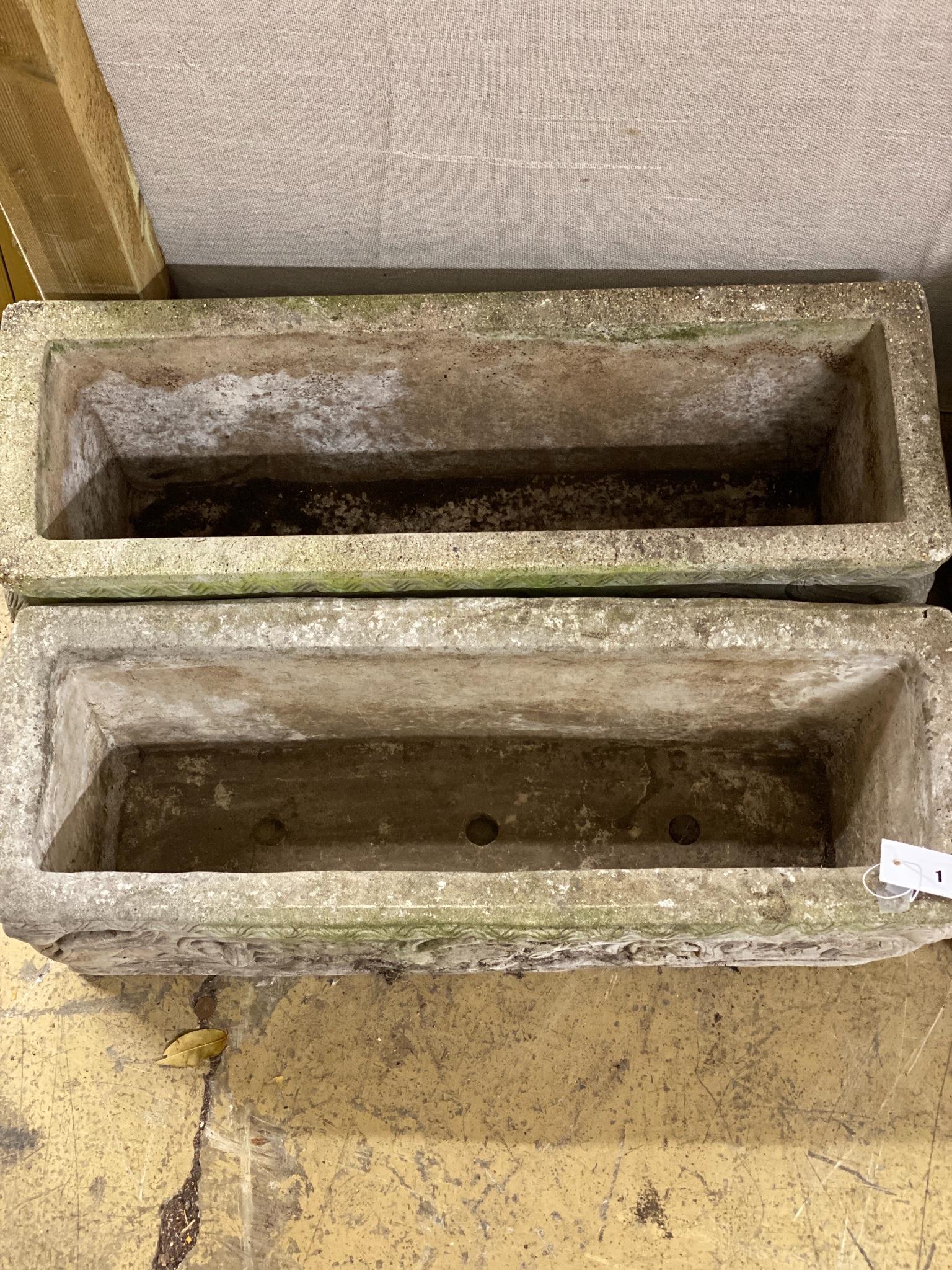 A pair of reconstituted stone garden troughs, width 74cm - Image 3 of 3