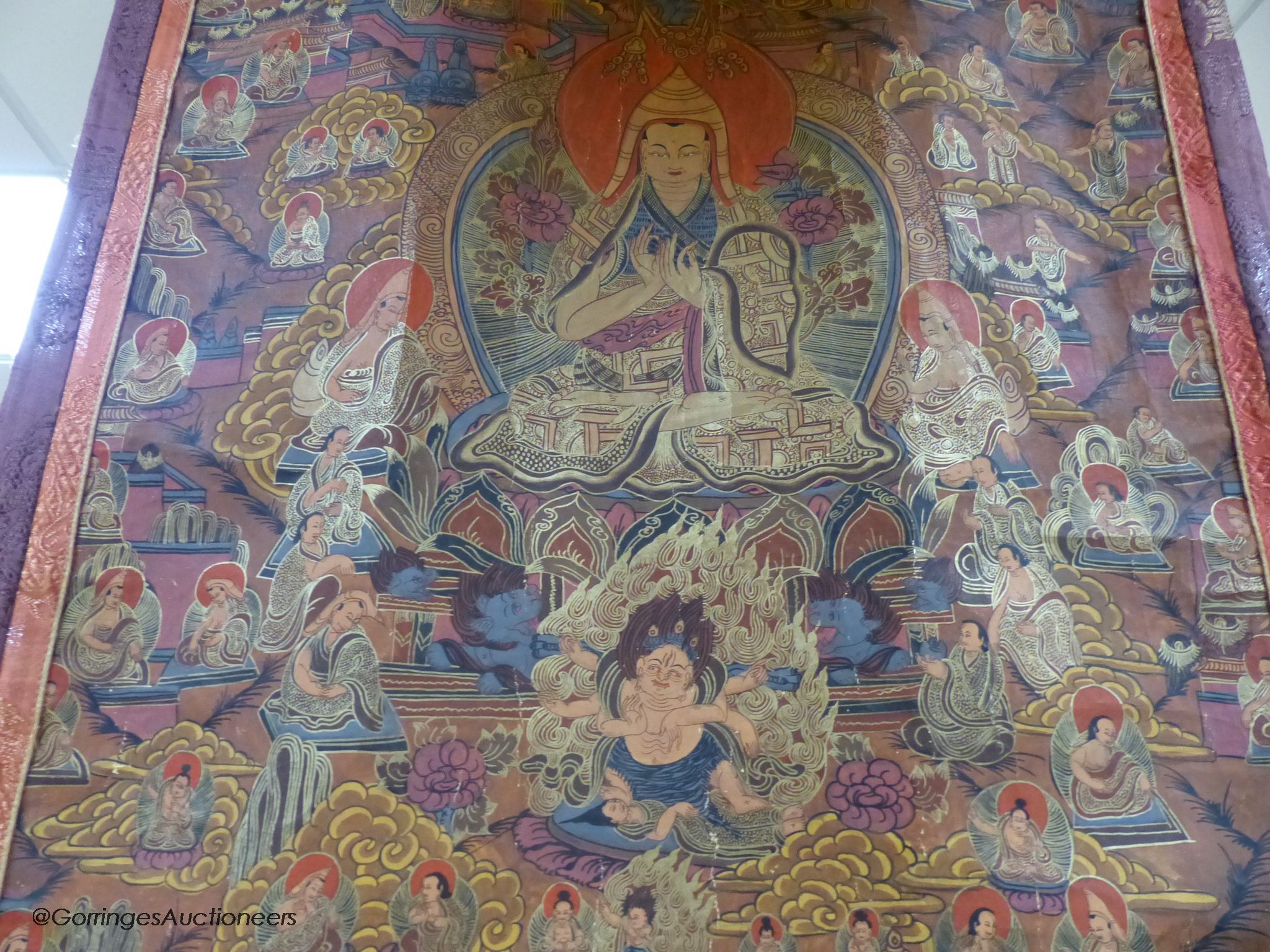 A Tibetan thangka depicting the Dalai Llama - Image 3 of 5