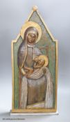 A late 20th century carving of the Madonna and Child, signed and dated to reverse John Collier