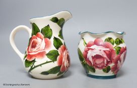A small Wemyss rose painted jug and a Wemyss vase (2)