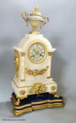 A 19th century French onyx mantel clock, overall height 49cm