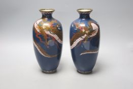 A pair of Japanese cloisonne enamel 'dragon' vases, c. 1900