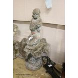 A reconstituted stone figural garden fountain, height 116cm