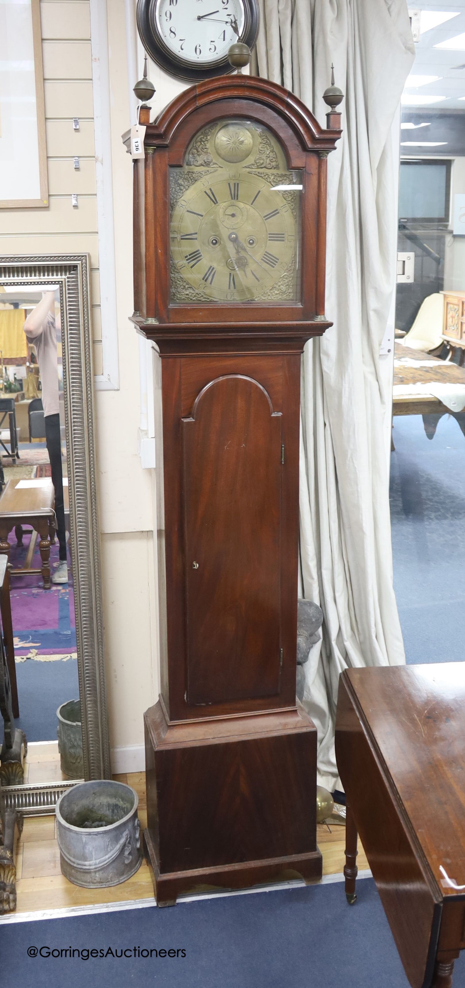 A George III mahogany eight day longcase clock, height 220cm