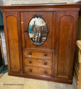 A Victorian mahogany compactum wardrobe, width 187cm depth 45cm height 195cm