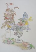 Gillian Whaite (1934-2012), etching and watercolour, 'Flowers', signed, 30/60, 59 x 44cm and R. A.
