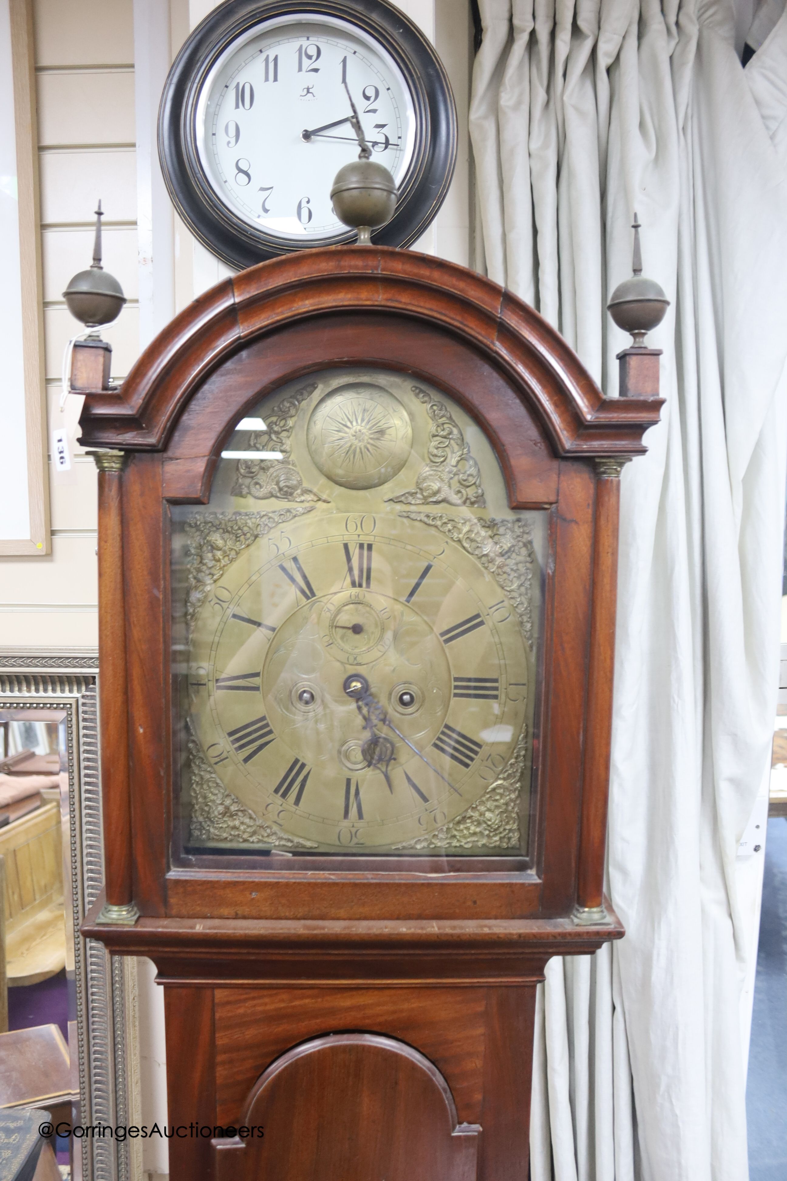 A George III mahogany eight day longcase clock, height 220cm - Image 2 of 3