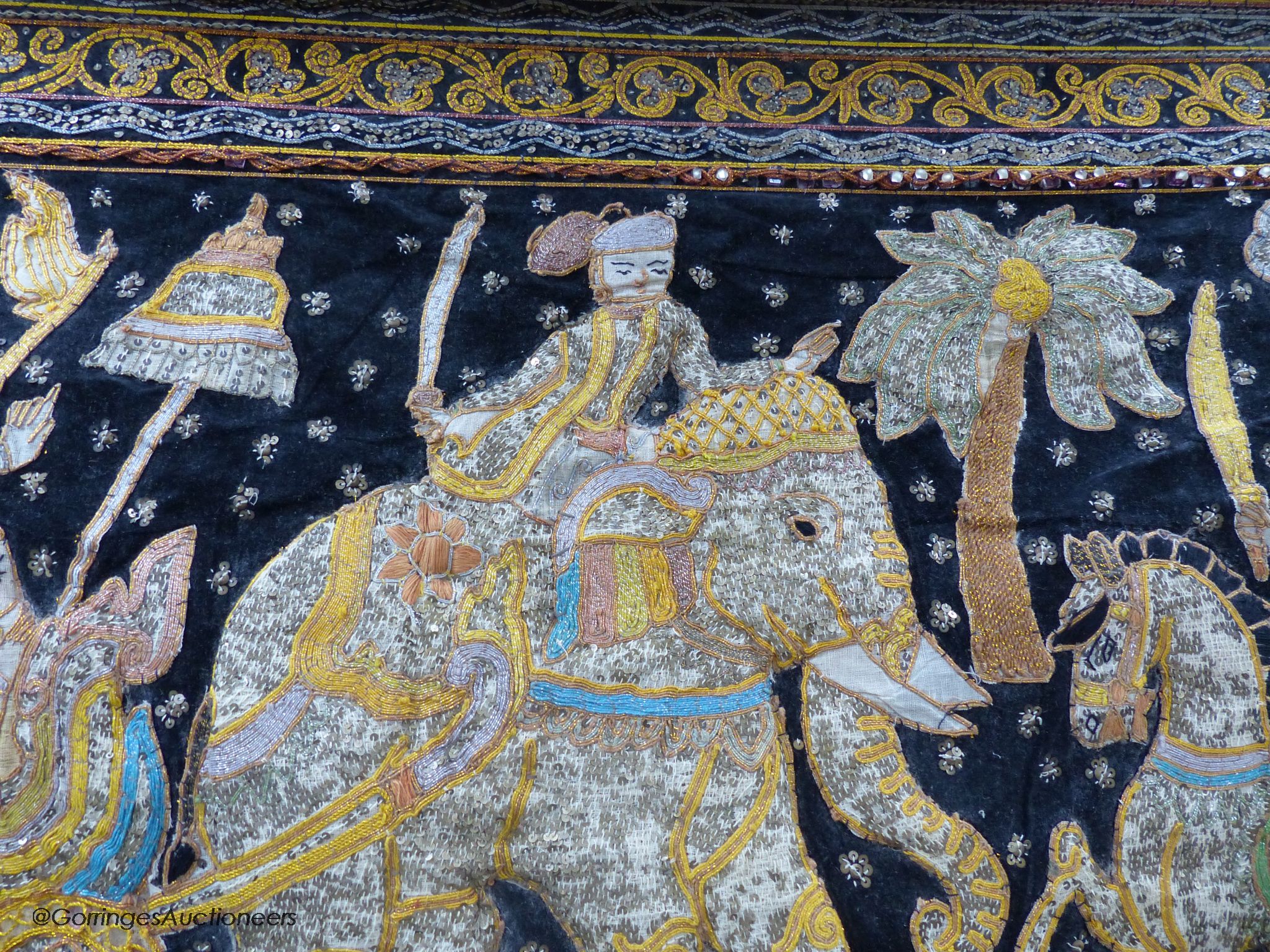 A large 20th century Indian embroidered panel - Image 4 of 7