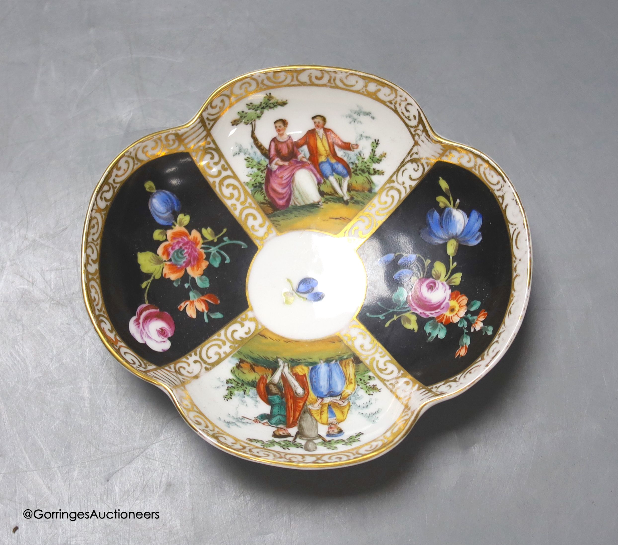 A Dresden two handled cup and saucer, height 8.5cm - Image 2 of 4