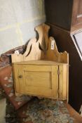 A small late Victorian pine hanging corner cabinet, width 47cm depth 24cm height 68cm