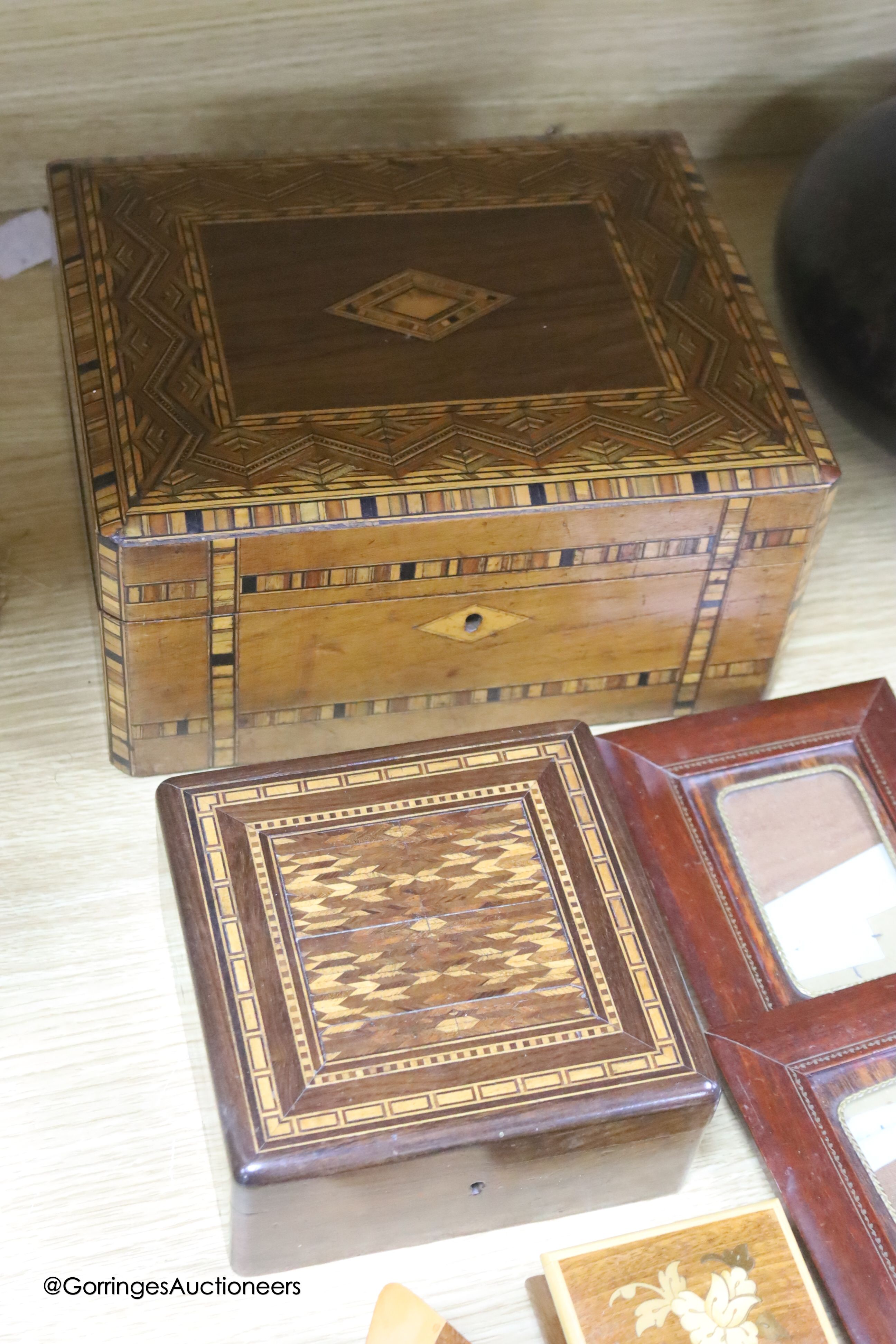 An inlaid writing slope, photo frames, boxes etc - Image 4 of 5