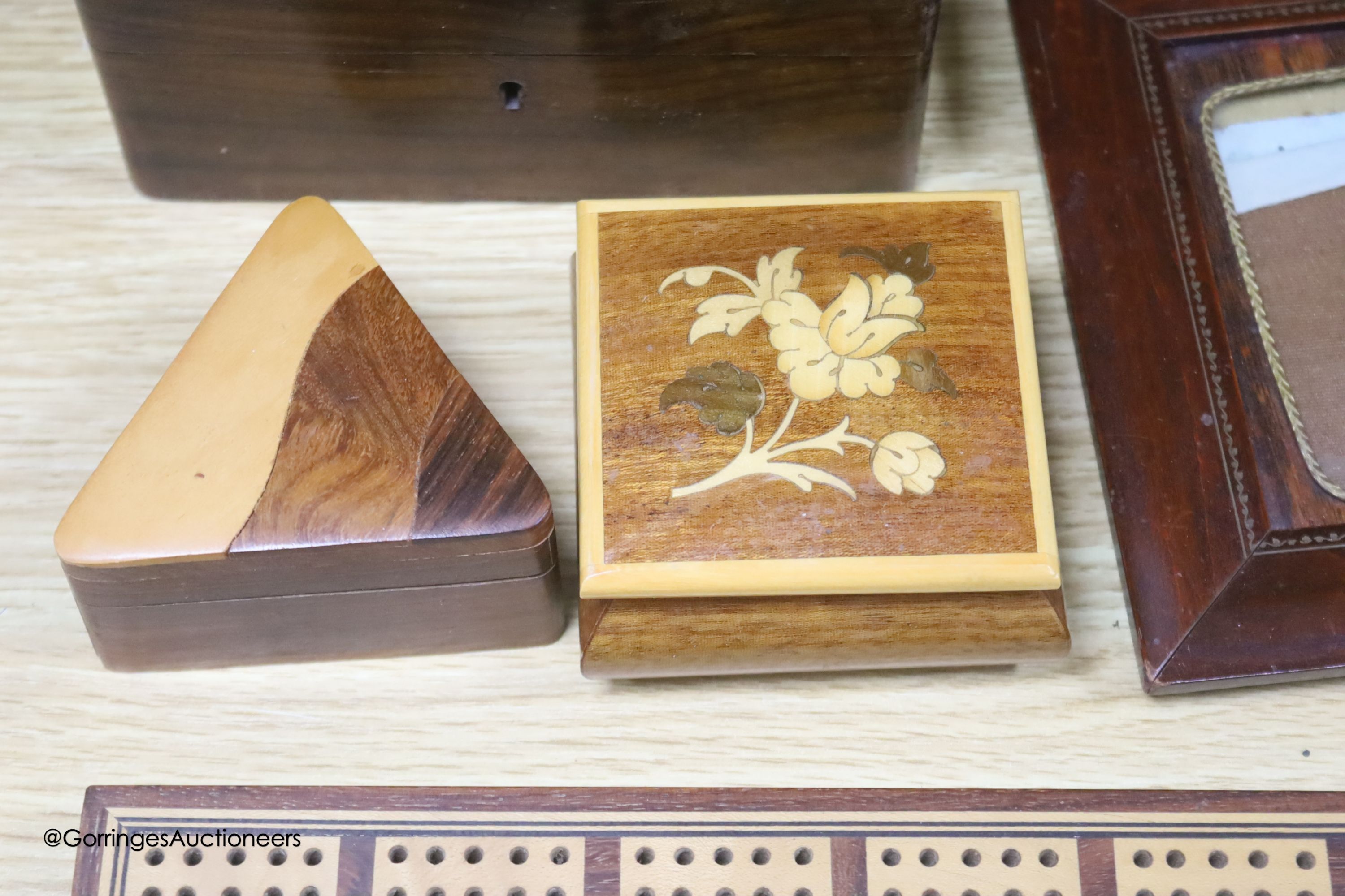 An inlaid writing slope, photo frames, boxes etc - Image 3 of 5