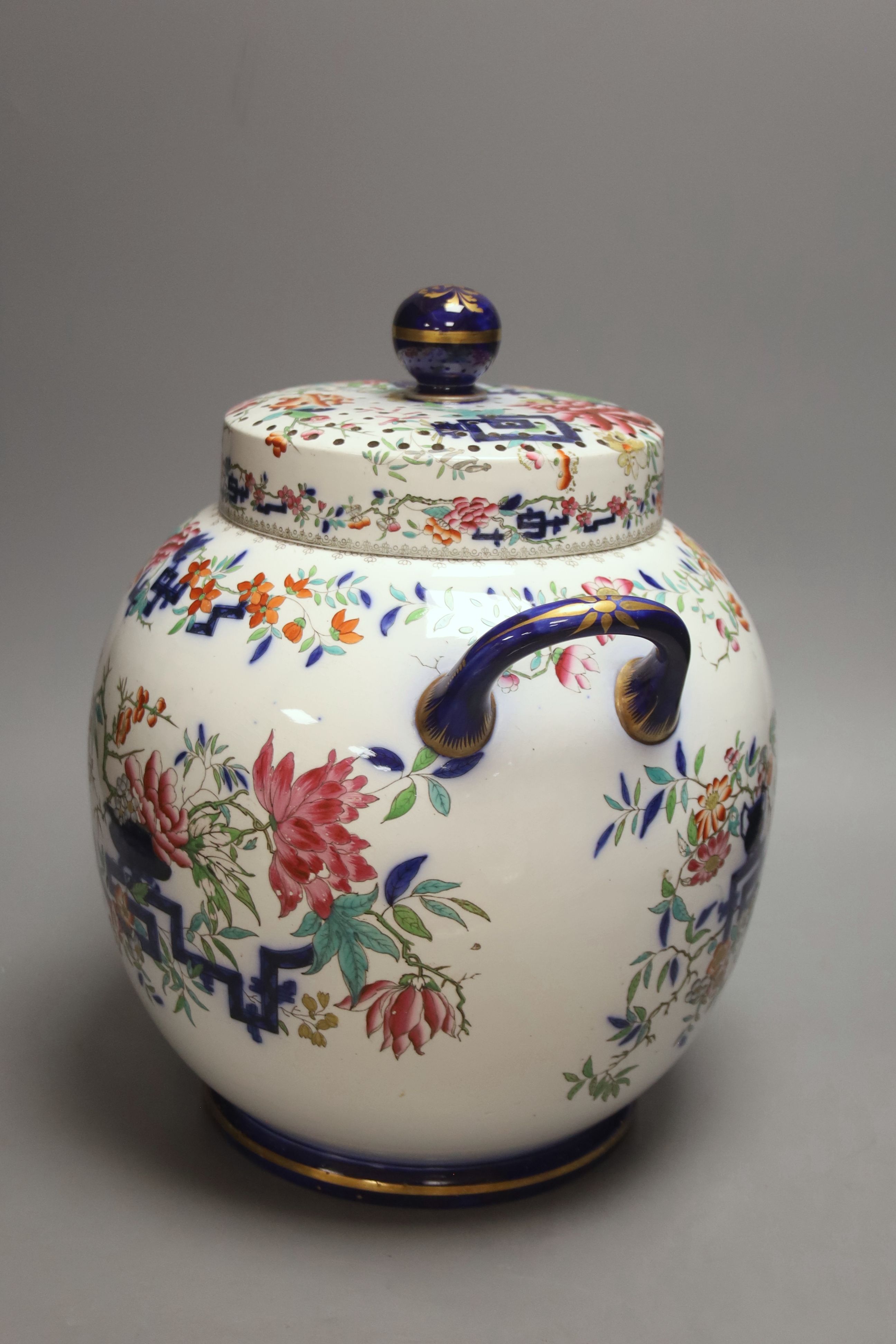 A large Minton stone china pot pourri jar and cover, height 33cm - Image 2 of 7