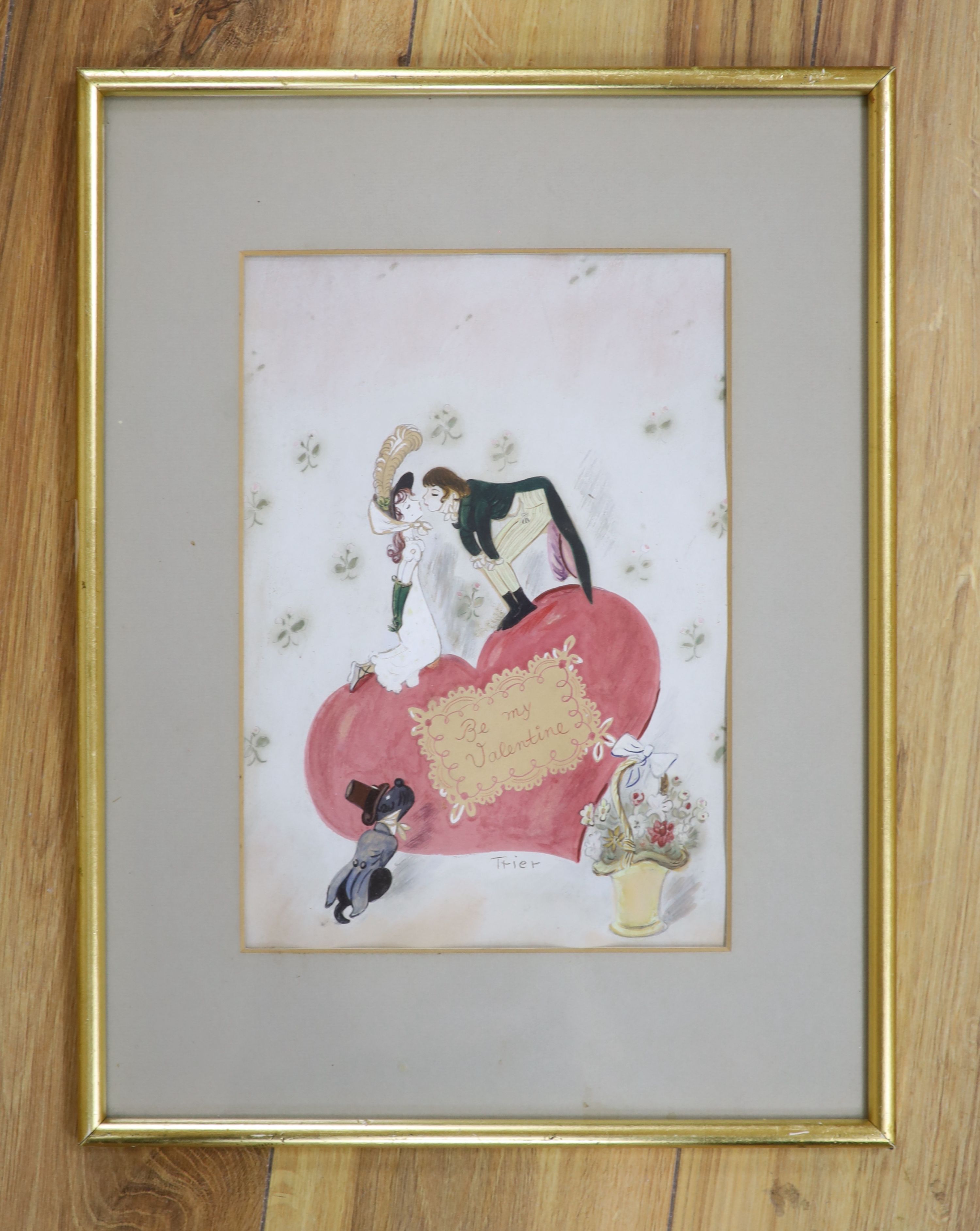 Walter Trier (1890-1951), watercolour and gouache, 'Be My Valentine', signed, 27 x 19cm - Image 2 of 2