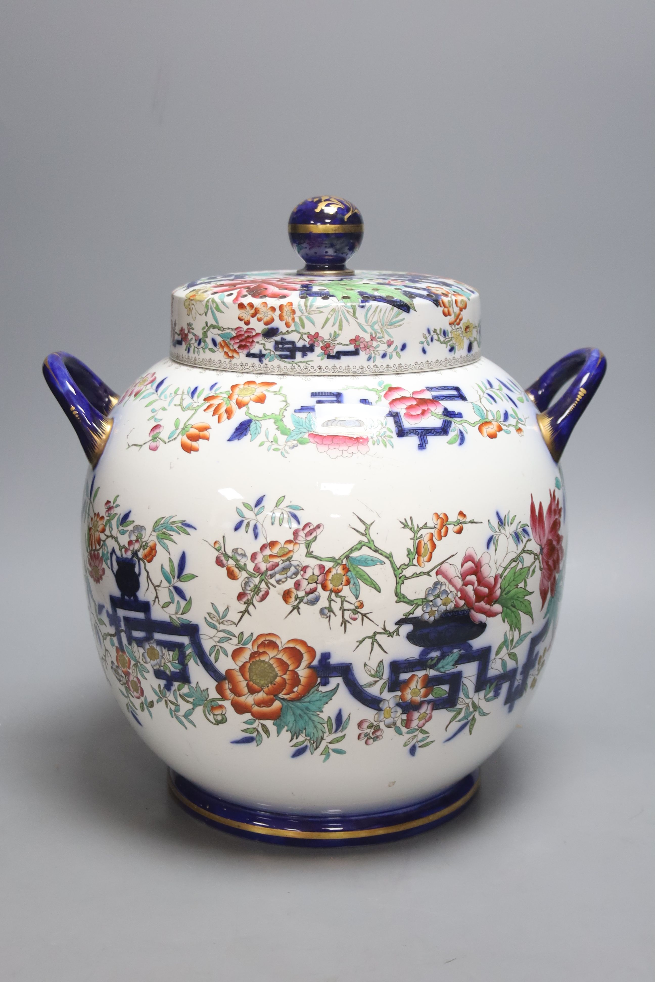 A large Minton stone china pot pourri jar and cover, height 33cm - Image 3 of 7