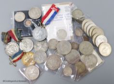 A group of assorted coins and medals
