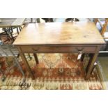 A George III rectangular mahogany folding tea table, width 87cm, depth 43cm, height 72cm